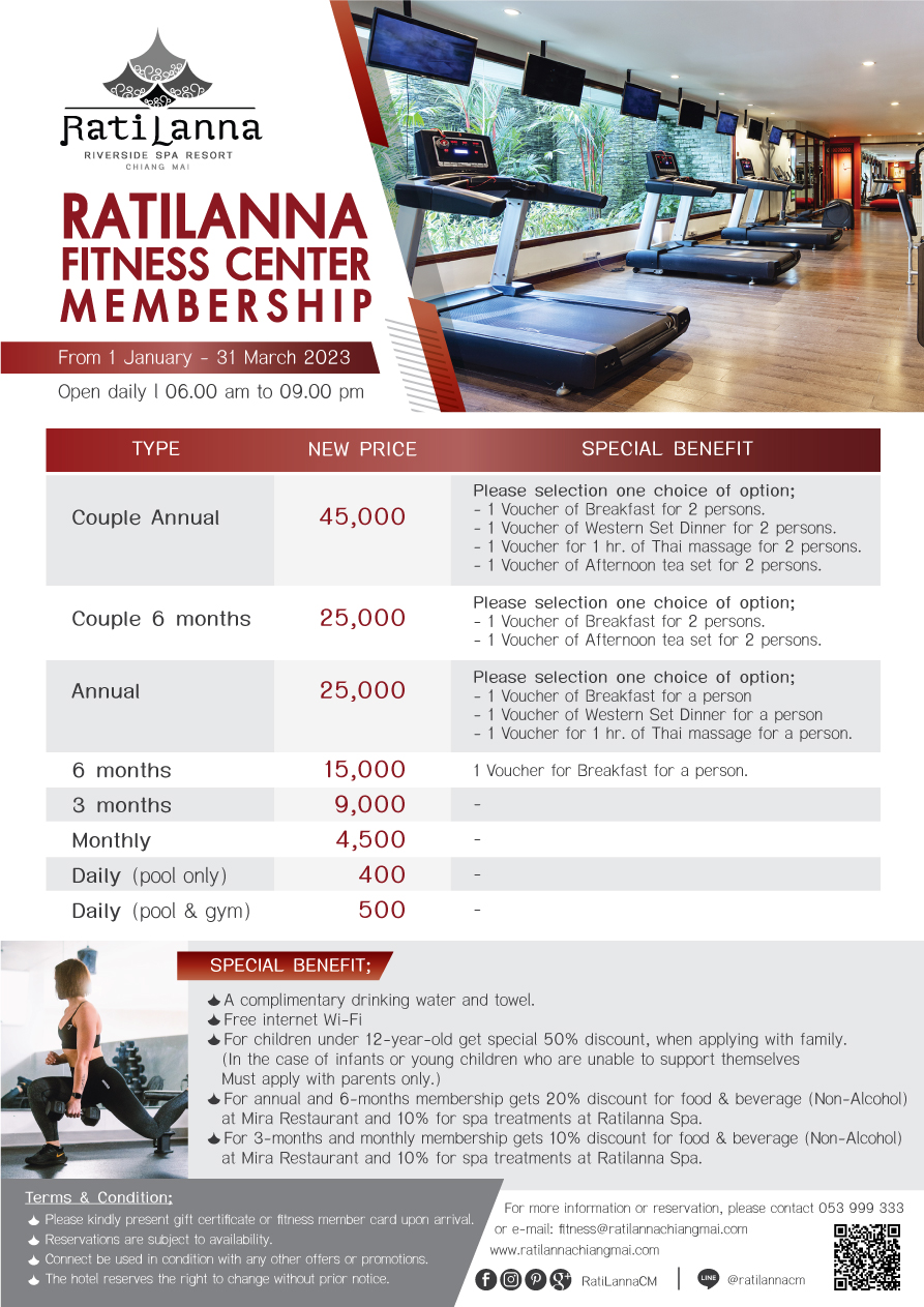 RatiLanna Fitness Center Membership 3 Ratilanna Riverside Spa Resort, Chiang Mai