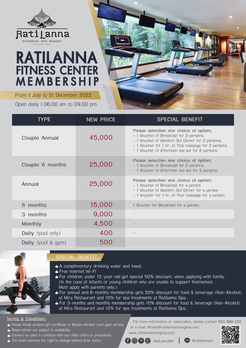 RatiLanna Fitness Center Membership 4 Ratilanna Riverside Spa Resort, Chiang Mai