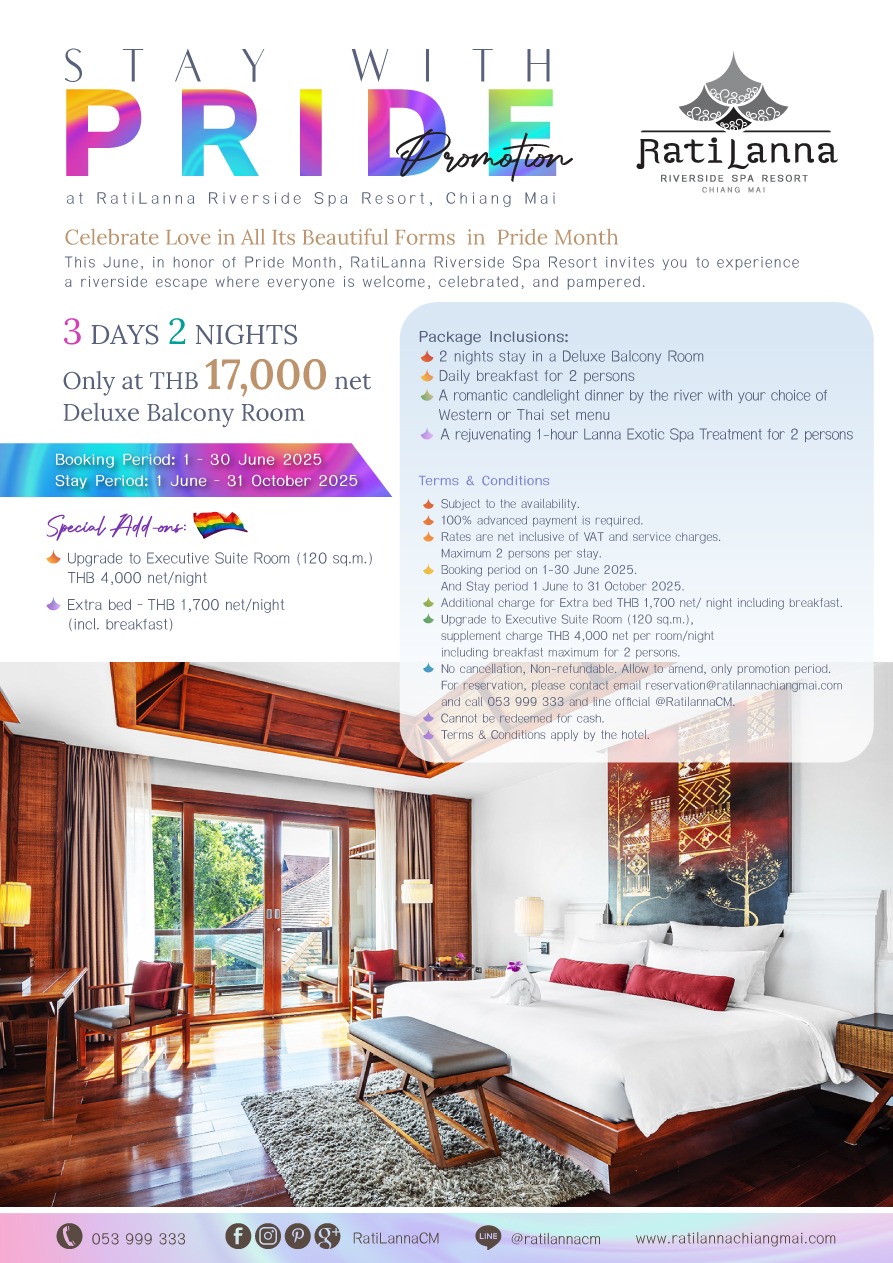 Celebrate Love in All Its Beautiful Forms in Pride Month at RatiLanna Riverside Spa Resort, Chiang Mai 1 Ratilanna Riverside Spa Resort, Chiang Mai